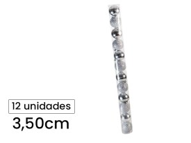 Pack 12 esferas 3-5cm plateado tubo